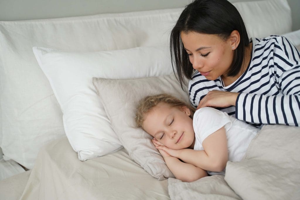 vecteezy mom takes adopted little child daughter to comfortable bed 13922946 544